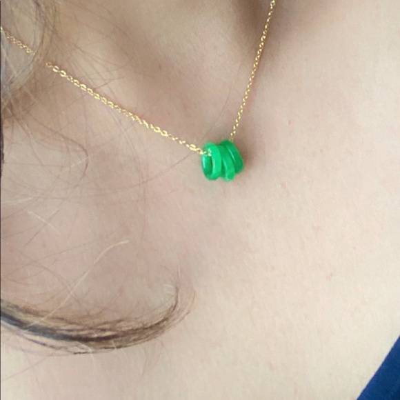 Alquimia Jewelry - IMPERIAL JADE DAINTY GOLD TRIO RING CHARM NECKLACE